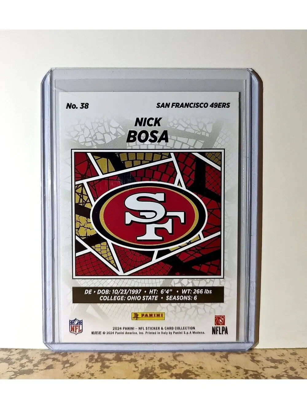 Nick Bosa 2024 Panini NFL #38 Sticker Card San Francisco 49ers
